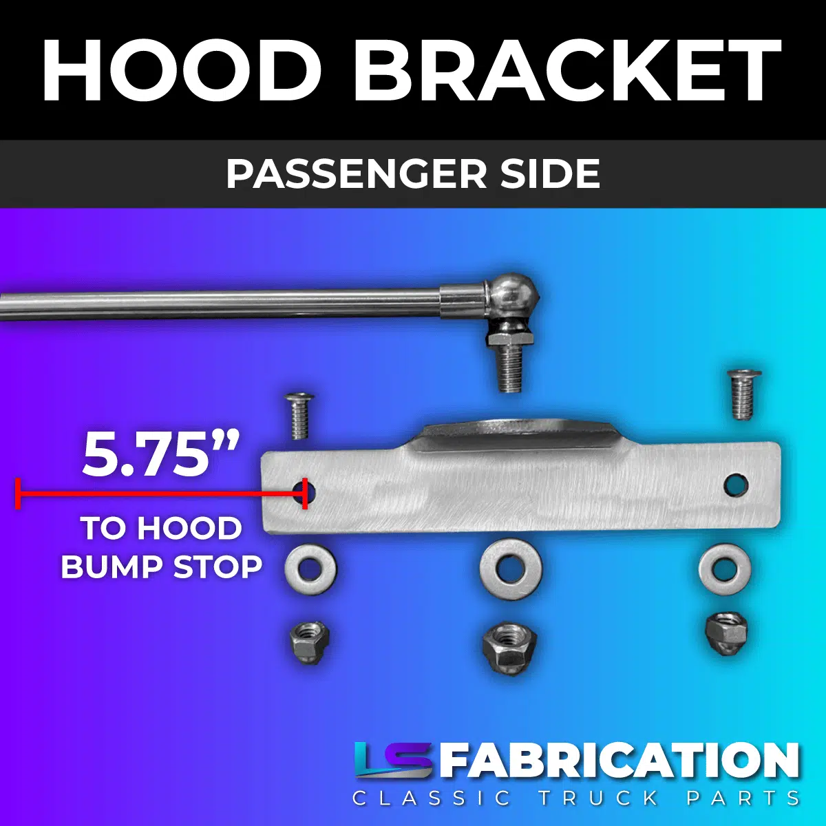 Hood strut kit mounting holes on 1947-54 Chevy truck hood edge