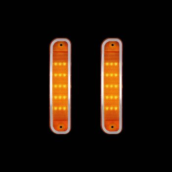 15 Amber LED Side Marker With Stainless Steel Trim For 1973-80 Chevrolet & GMC Truck, Amber Lens