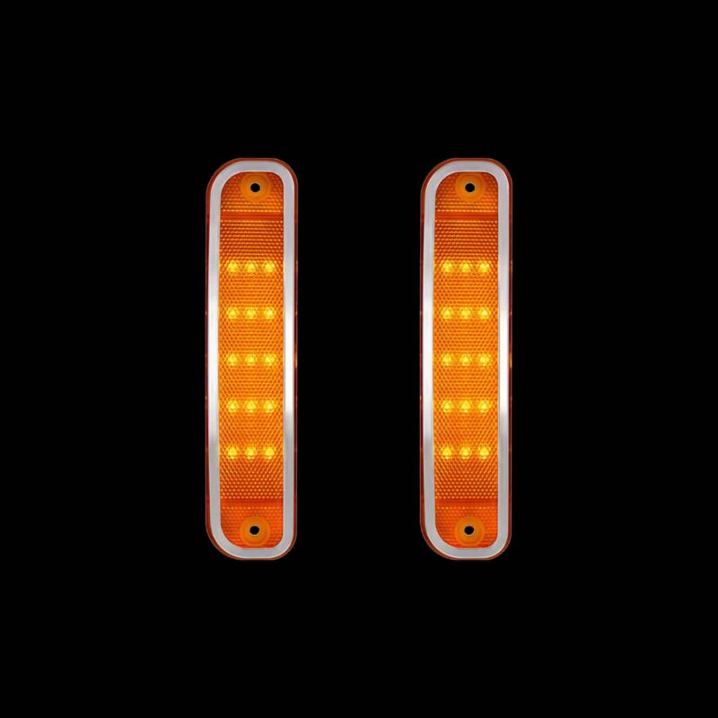 15 Amber LED Side Marker With Stainless Steel Trim For 1973-80 Chevrolet & GMC Truck, Amber Lens