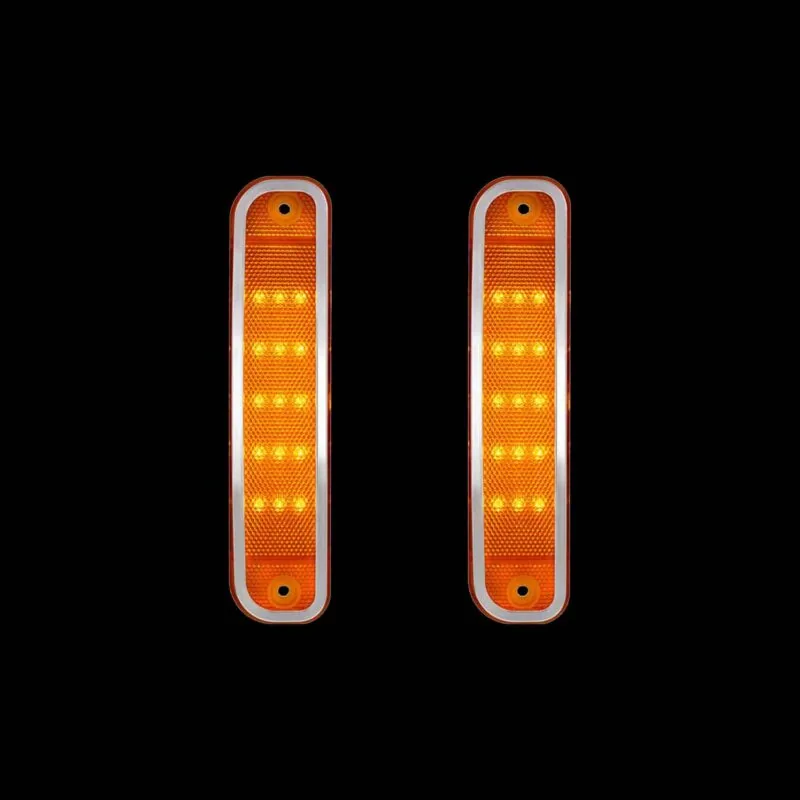 15 Amber LED Side Marker With Stainless Steel Trim For 1973-80 Chevrolet & GMC Truck, Amber Lens