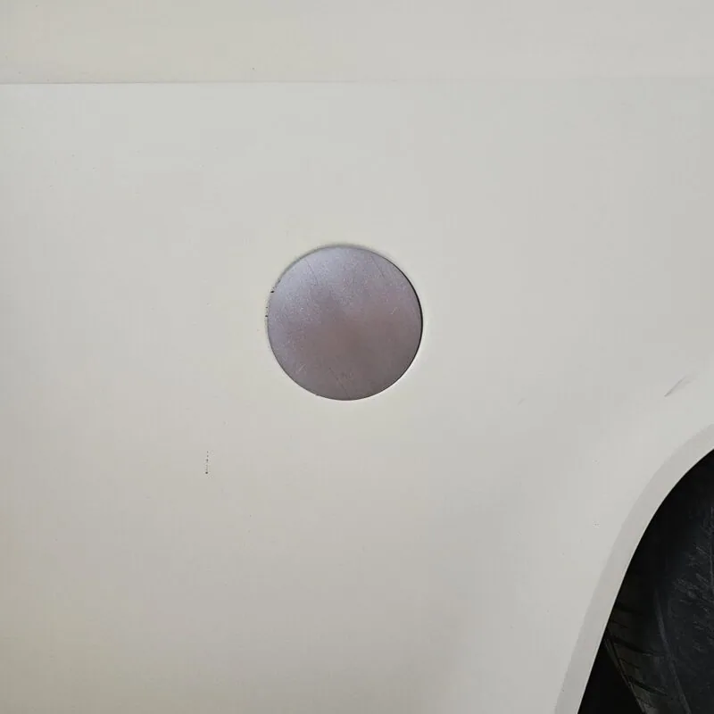 Gas filler delete panel for 73-78 Chevy squarebody truck, shown on the bedside