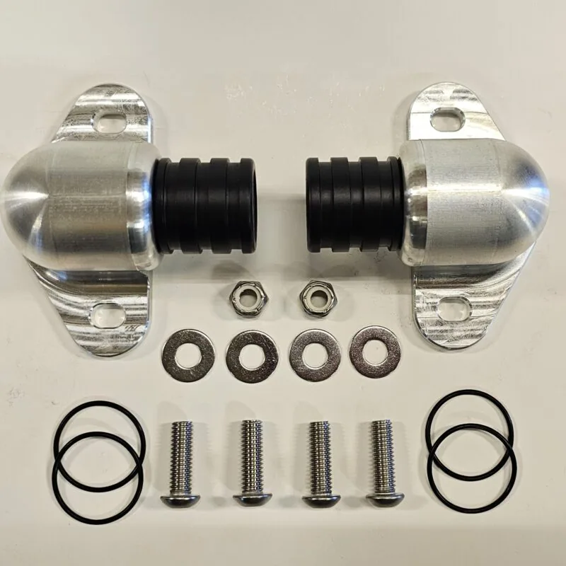 Billet tailgate trunnion shown installed on a 47-53 Chevy truck bed