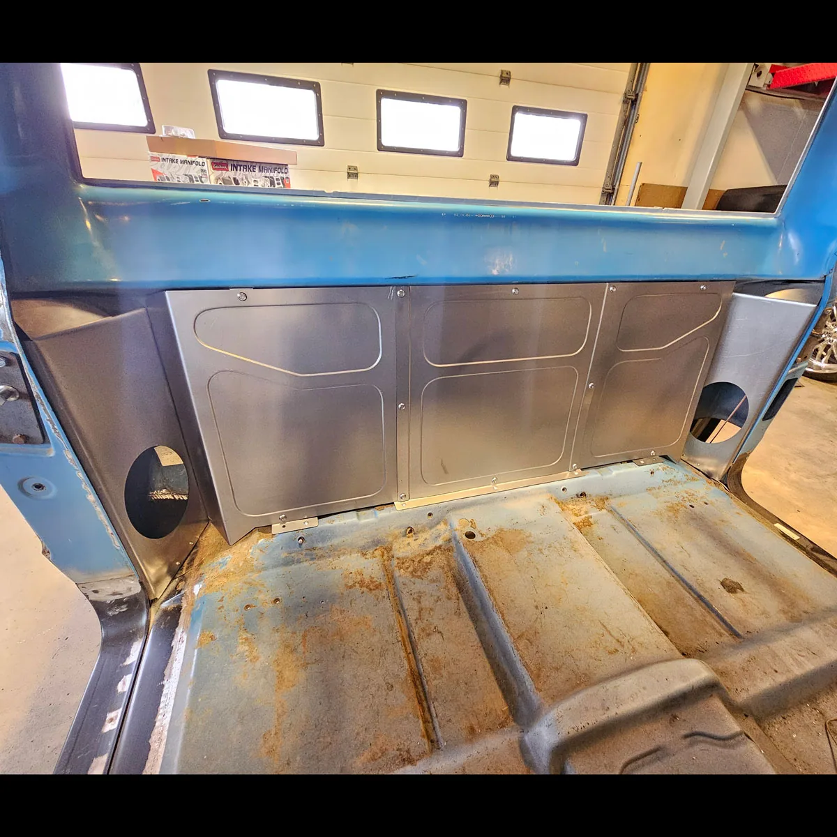 Bead rolled behind the seat panel shown installed, driver side