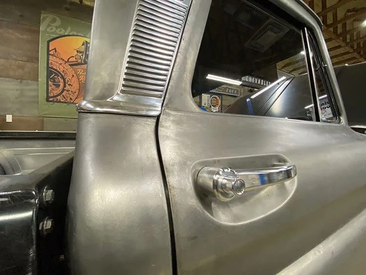 Billet door handle for 55-66 GMC Chevy truck, close-up detail