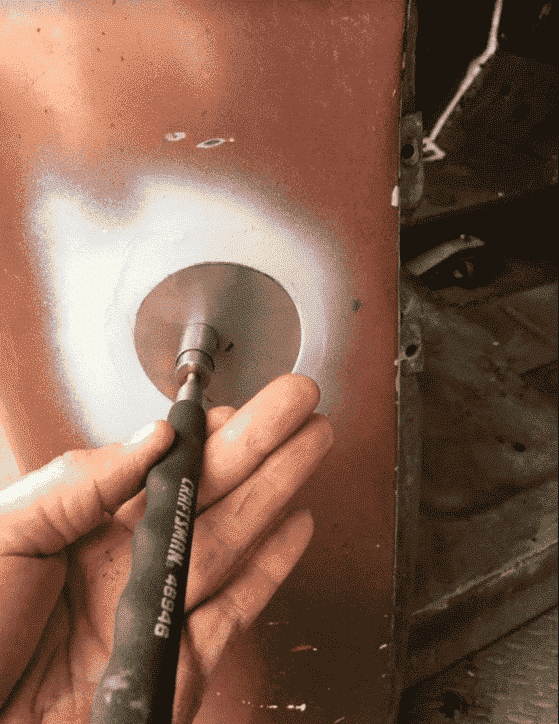 Weld-in gas filler delete for the passenger cab side of a 47-54 Chevy truck