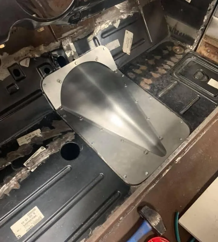 Transmission tunnel fitted into a 47-54 Chevy truck cab floor