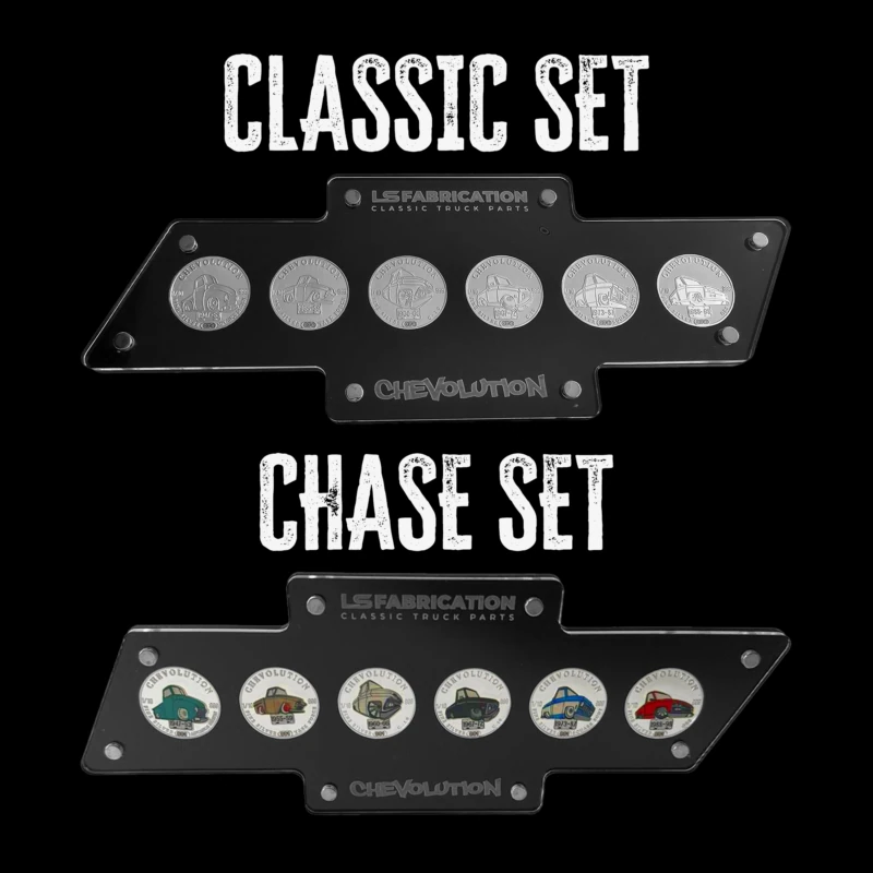 Chevolution coin display showing the classic and chase coin sets