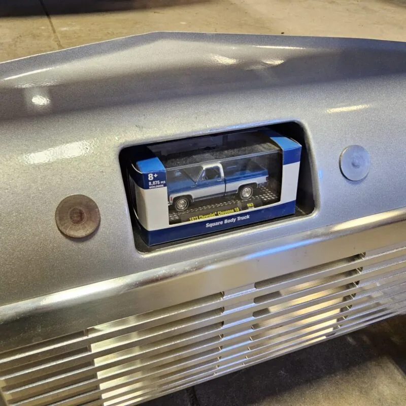 Dash radio replacement cubby shown installed in a 1947-1954 Chevy truck