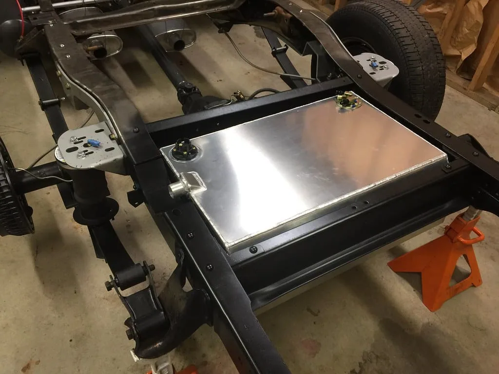 Gas Fuel tank for 1963-1972 GMC Chevy C10 Trucks Installed angle