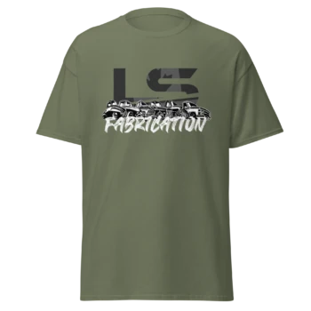 LS Fabrication Chevolution tee in military green, front print