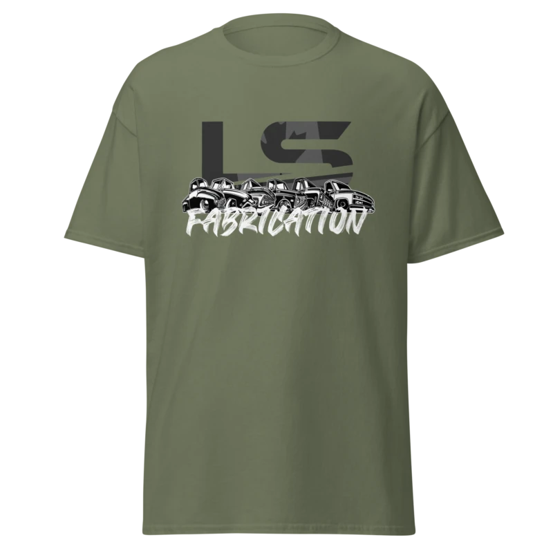 LS Fabrication Chevolution tee in military green, front print