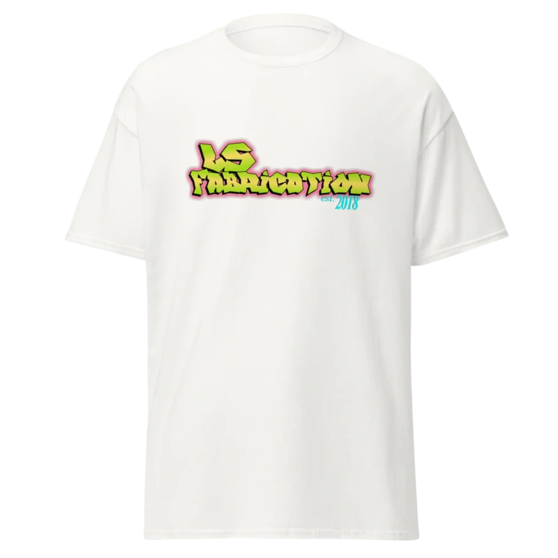 Fresh Prints men's classic tee in white, front print