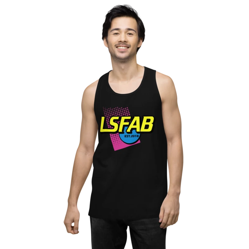 Black Nerf'd tank top, second front angle