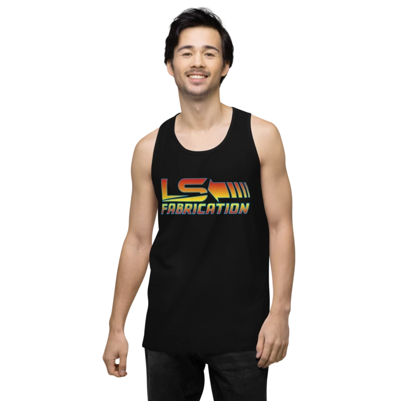 Black Back 2 The Future tank top, second front angle