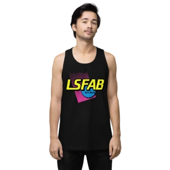 LS Fabrication Nerf'd men's tank top in black, front print