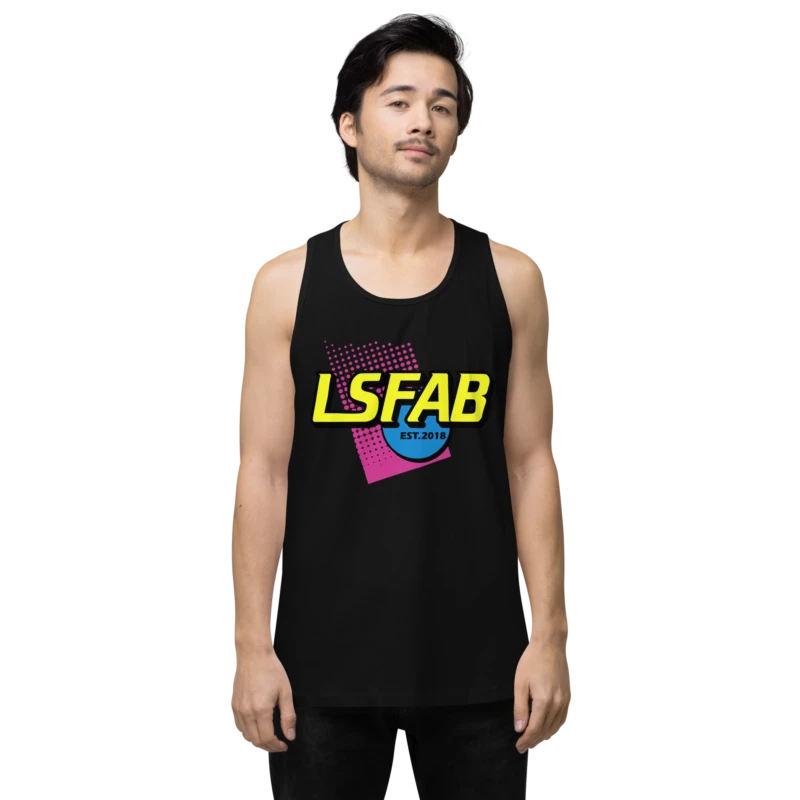 LS Fabrication Nerf'd men's tank top in black, front print