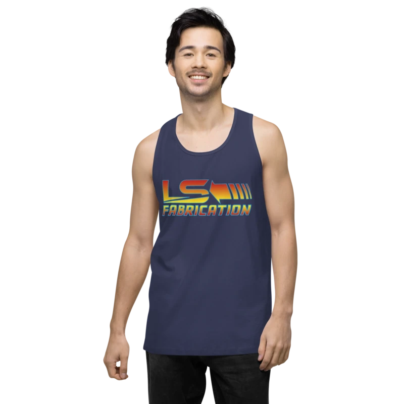 Harbor blue Back 2 The Future tank top, second front angle