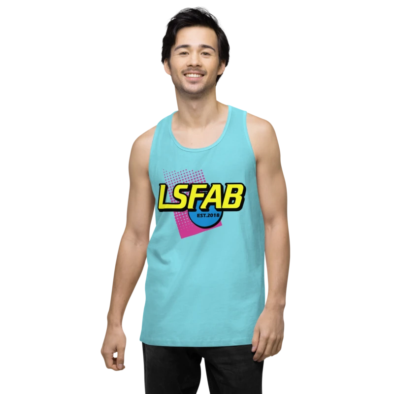 Pacific blue Nerf'd tank top, second front angle