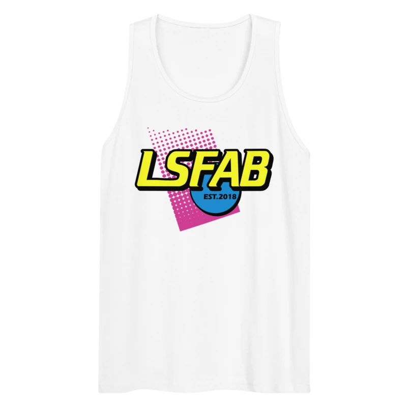 White premium tank top with Nerf'd graphic, front view