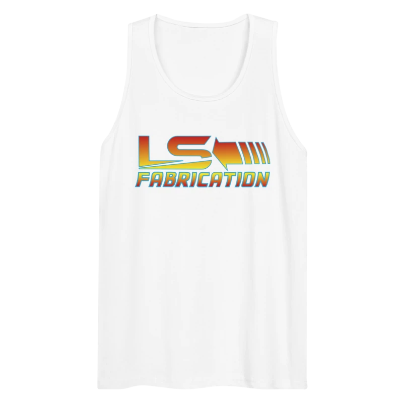 Back 2 The Future men's premium tank top in white, front print