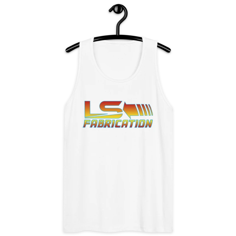 White premium tank top with Back 2 The Future graphic, front view