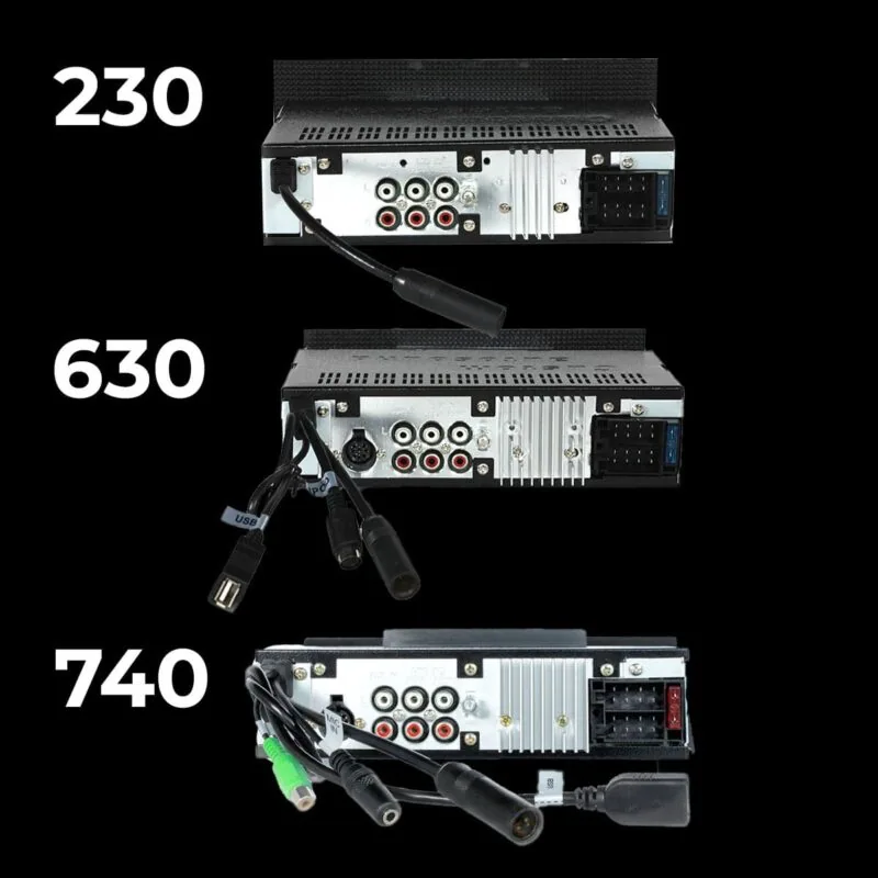 Custom Autosound classic radio, rear view showing wiring connections