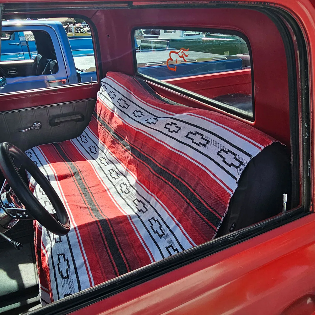 Woven siesta blanket for classic Chevy truck interiors