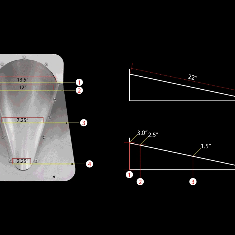 Dimension drawing for the 47-54 GMC Chevy truck transmission tunnel