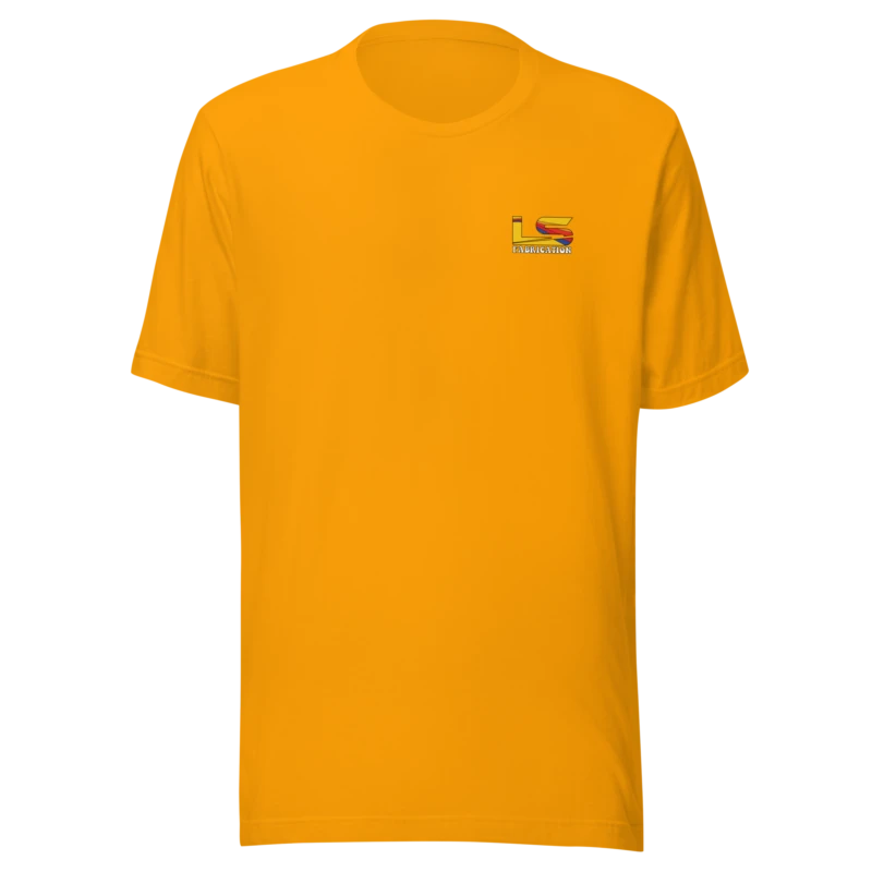 Truckin' unisex staple tee in gold, front print