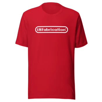 LS Fabrication Fabrintendo tee in red, front print