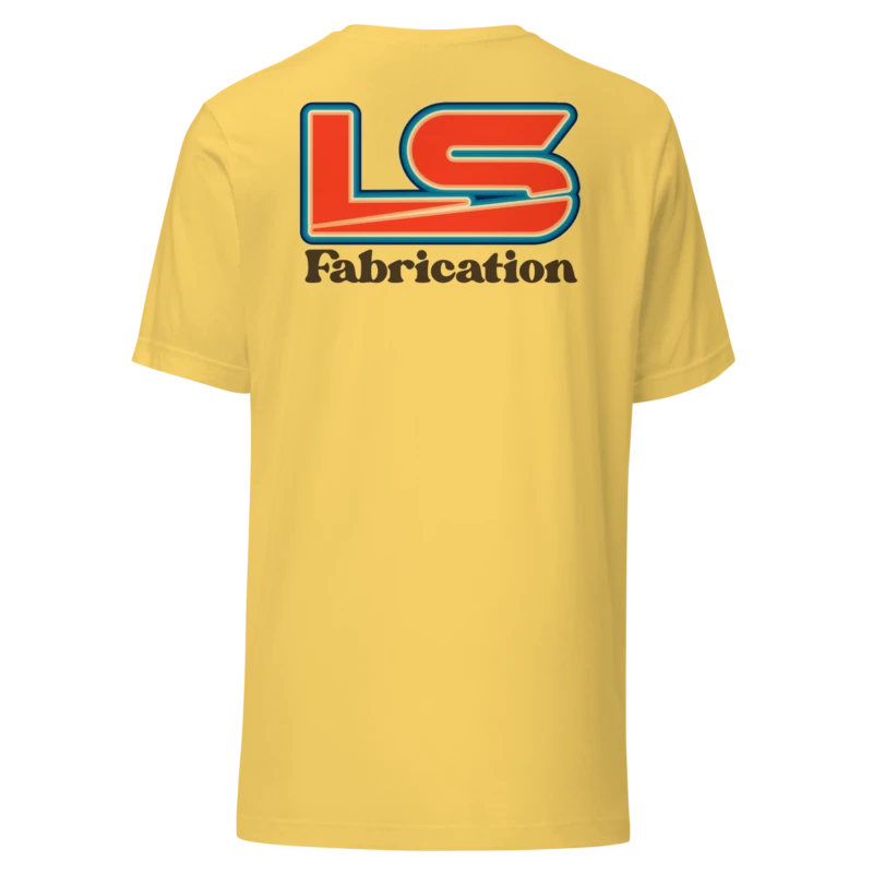 That 70's unisex staple tee in yellow, back print
