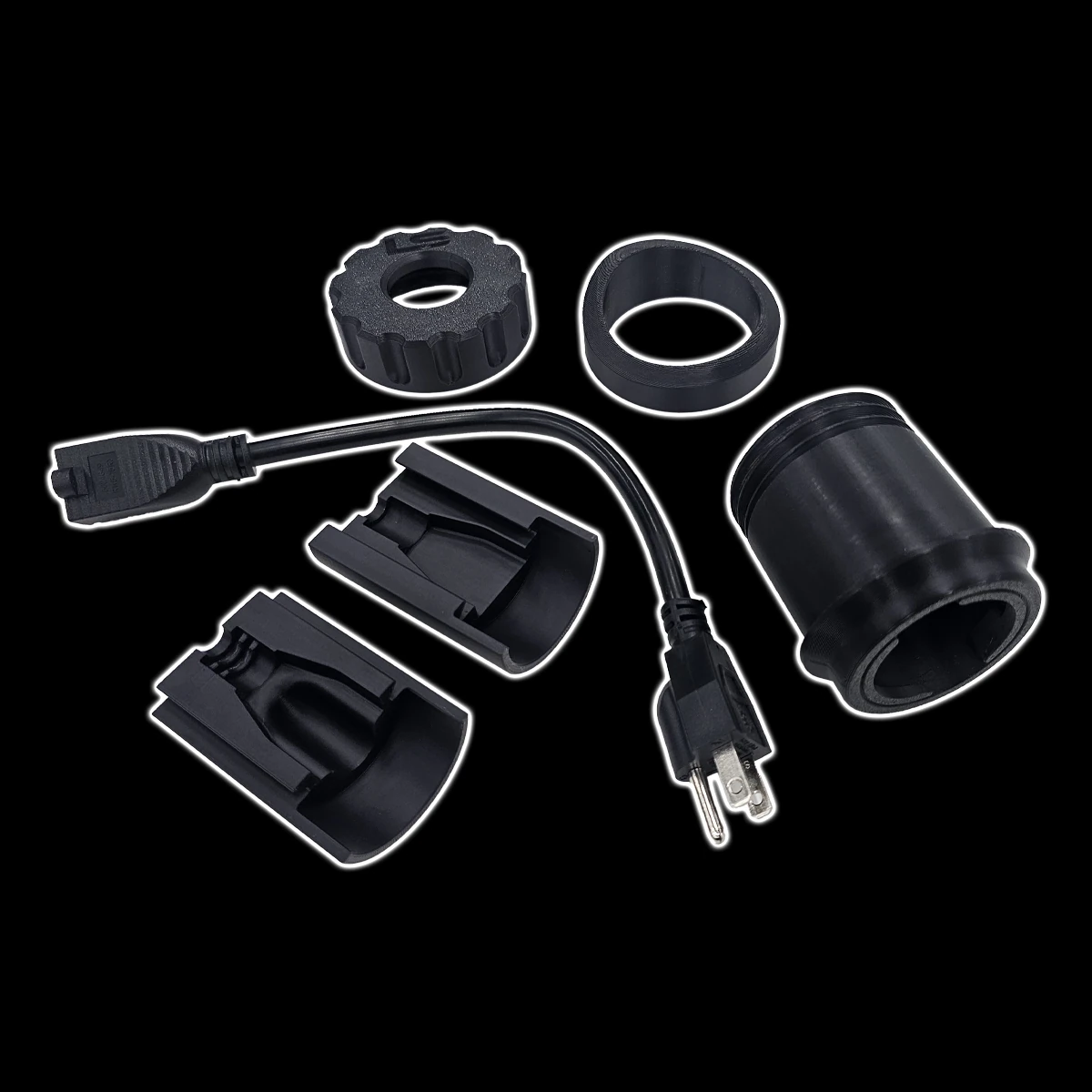 Charge port kit components supplied with the classic truck fuel filler