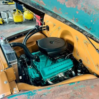 Replacement firewall separating engine bay from cab on a 47-54 Chevy truck